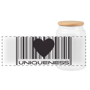 Uniqueness - Panoramic Cookie Jar with Wooden Lid - white - Front