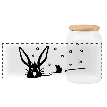 Cute bunny in the snow - Panoramic Cookie Jar with Wooden Lid - white - Front