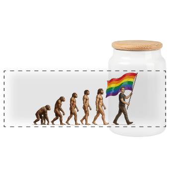 LGBTQ Pride Month - Pride Evolution - Panoramic Cookie Jar with Wooden Lid - white - Front