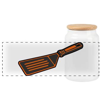 Grill Turner BBQ Spatula Grill Master Cooking - Panoramic Cookie Jar with Wooden Lid - white - Front