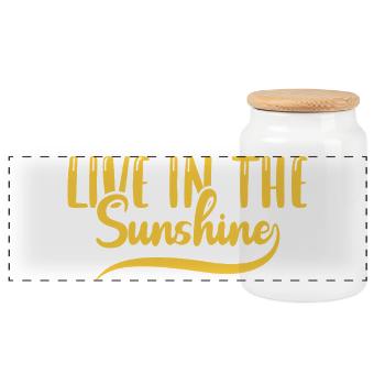 Live in the sunshine - Panorama Keksdose mit Holzdeckel - Weiß - Vorne