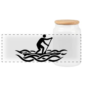 Surf de vagues debout debout en pagayant - Boîte à biscuits avec couvercle en bois - blanc - Devant