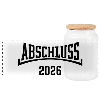 Graduation 2026 (Graduation 26 / Concave / B) - Panoramic Cookie Jar with Wooden Lid - white - Front