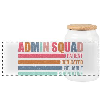 Admin Squad: Patiently Supportive - Panoramic Cookie Jar with Wooden Lid - white - Front