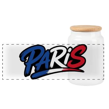PARiS France Patriote Blue White Red - Panoramic Cookie Jar with Wooden Lid - white - Front