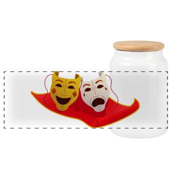 Musical Theatre Flying carpet with theater masks - Panorama Keksdose mit Holzdeckel - Weiß - Vorne