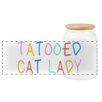 Tatooed Cat Lady - Panorama Keksdose mit Holzdeckel - Weiß - Vorne