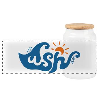 40e anniversaire de Windsurfing Blue Wave - Boîte à biscuits avec couvercle en bois - blanc - Devant