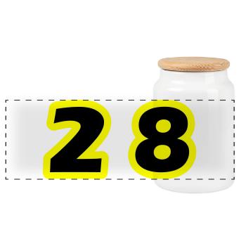 28 Symbole numérique - Boîte à biscuits avec couvercle en bois - blanc - Devant