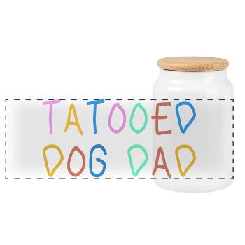 Chien tatoué Papa offert pour la fête des pères - Boîte à biscuits avec couvercle en bois - blanc - Devant