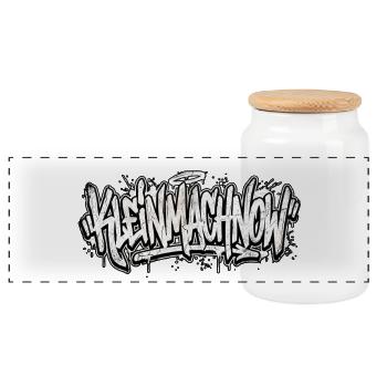 Kleinmachnow Berlin Graffiti Oldschool Hip Hop - Panorama Keksdose mit Holzdeckel - Weiß - Vorne