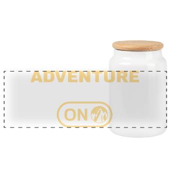 Adventure Mode on Hiking Mountains Mountaineering - Panoramic Cookie Jar with Wooden Lid - white - Front