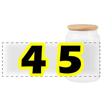 45 Number symbol - Panoramic Cookie Jar with Wooden Lid - white - Front