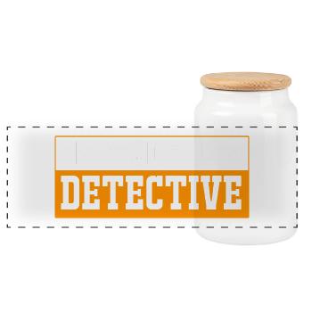 Détective - Boîte à biscuits avec couvercle en bois - blanc - Devant