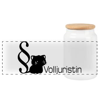 Jura Katze Volljuristin - Panorama Keksdose mit Holzdeckel - Weiß - Vorne