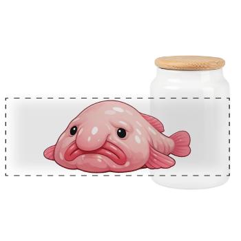 Blobfisch - Panorama Keksdose mit Holzdeckel - Weiß - Vorne