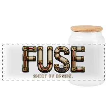 FUSE – Short by Design | Electric pun - Panoramic Cookie Jar with Wooden Lid - white - Front