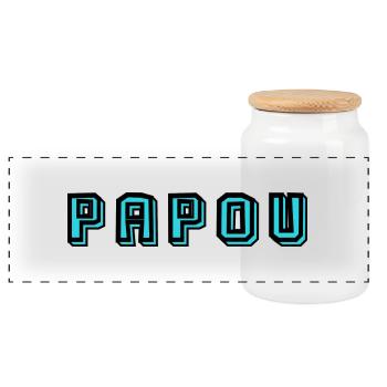 PAPOU. PAPA. FÊTE DES PÈRES. BONNE FÊTE PAPA - Boîte à biscuits avec couvercle en bois - blanc - Devant