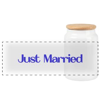 JUST MARRIED. bachelorette party. LOVE. SAINT VALENTINE. COUPLE. - Panoramic Cookie Jar with Wooden Lid - white - Front