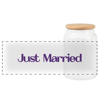 JUST MARRIED. bachelorette party. LOVE. SAINT VALENTINE. COUPLE. - Panoramic Cookie Jar with Wooden Lid - white - Front
