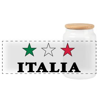 Italia - Italie 3 étoiles Vert Blanc Rouge - Boîte à biscuits avec couvercle en bois - blanc - Devant