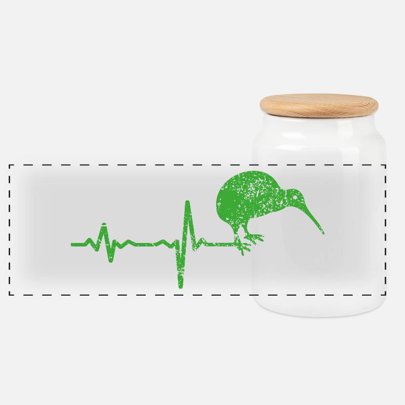 Kiwi Vogel NZ Neuseeland Geschenk - Panorama Keksdose mit Holzdeckel - Weiß