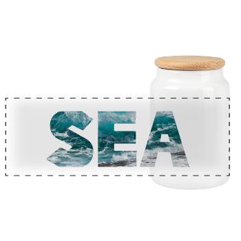 SEA - Panoramic Cookie Jar with Wooden Lid - white - Front