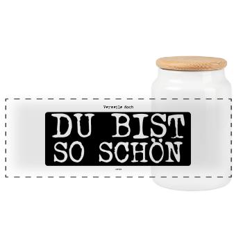 Verweile doch Du bist so schön * Zitat Goethe - Panorama Keksdose mit Holzdeckel - Weiß - Vorne