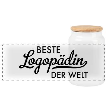 Beste Logopädin der Welt - Panorama Keksdose mit Holzdeckel - Weiß - Vorne