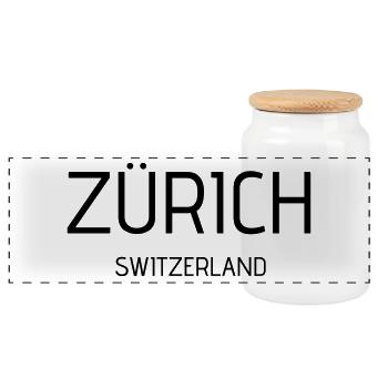 Zurich - Panoramic Cookie Jar with Wooden Lid - white - Front