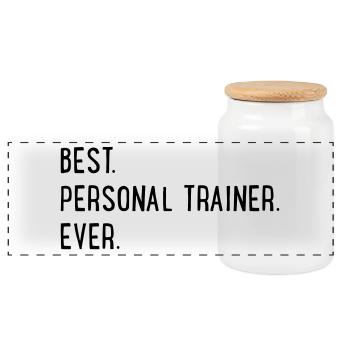 Personal Trainer - Panoramic Cookie Jar with Wooden Lid - white - Front
