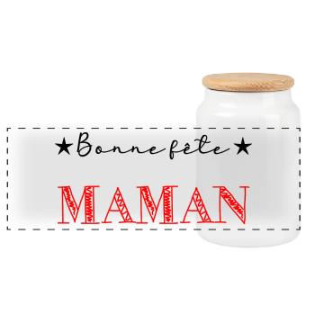 FÊTE DES MÈRES. BONNE FÊTE MAMAN. MAMAN. FÊTE - Boîte à biscuits avec couvercle en bois - blanc - Devant