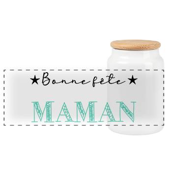 FÊTE DES MÈRES. BONNE FÊTE MAMAN. MAMAN. FÊTE - Boîte à biscuits avec couvercle en bois - blanc - Devant