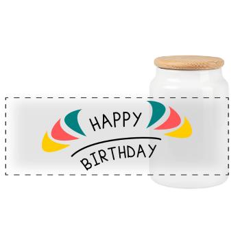 HAPPY BIRTHDAY. JOYEUX ANNIVERSAIRE. ANNIVERSAIRE. - Boîte à biscuits avec couvercle en bois - blanc - Devant