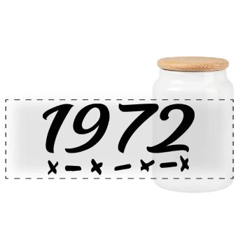 1972 Born - 53rd Birthday 1972 Legend 1972 - Panoramic Cookie Jar with Wooden Lid - white - Front