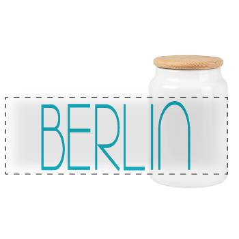 Berlin - Panorama Keksdose mit Holzdeckel - Weiß - Vorne