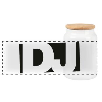 DJ Typo-Motiv (Minimal) - Panorama Keksdose mit Holzdeckel - Weiß - Vorne