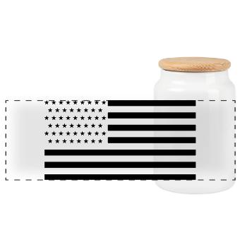 Stars and stripes - Panoramic Cookie Jar with Wooden Lid - white - Front