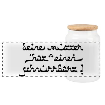 Your mother has a mustache! - Panoramic Cookie Jar with Wooden Lid - white - Front