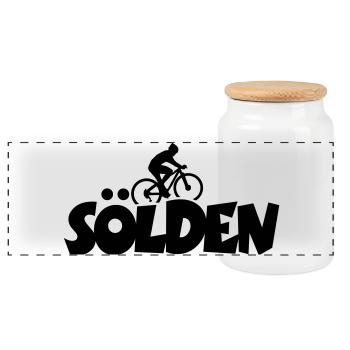 Sölden Mountainbike - Panorama Keksdose mit Holzdeckel - Weiß - Vorne