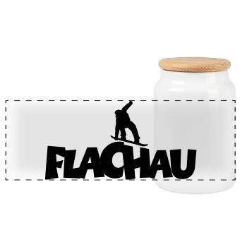 Flachau Snowboard Snowboarding - Panorama Keksdose mit Holzdeckel - Weiß - Vorne