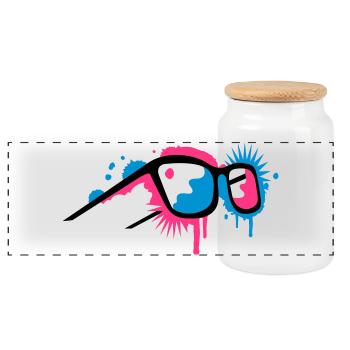 3D Brille im Graffiti Stil - Panorama Keksdose mit Holzdeckel - Weiß - Vorne