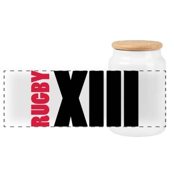 Rugby XIII - Panoramic Cookie Jar with Wooden Lid - white - Front