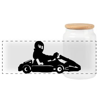 Karting - Panoramic Cookie Jar with Wooden Lid - white - Front