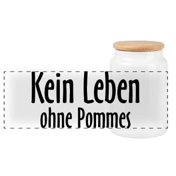 Kein Leben ohne Pommes - Panorama Keksdose mit Holzdeckel - Weiß - Vorne