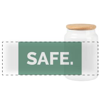 safe sicher absolut 100prozent geschenkidee - Panorama Keksdose mit Holzdeckel - Weiß - Vorne