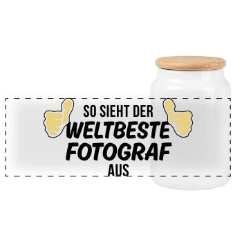der weltbeste fotograf - Panorama Keksdose mit Holzdeckel - Weiß - Vorne