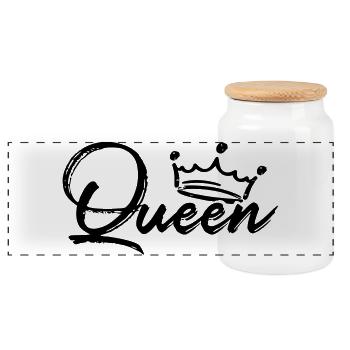 Queen (Partnermotiv) - Panorama Keksdose mit Holzdeckel - Weiß - Vorne