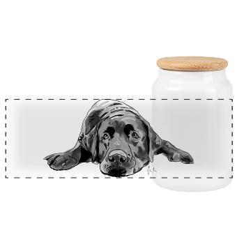 Labrador - Boîte à biscuits avec couvercle en bois - blanc - Devant