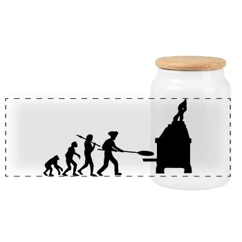 Evolution Pizza Boulanger - Boîte à biscuits avec couvercle en bois - blanc - Devant